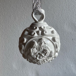 Nativity White Resin Christmas Tree Ornament